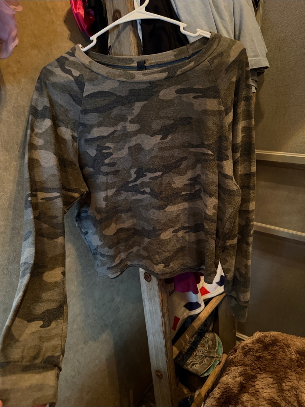 Alya Green Camouflage Long Sleeve Top